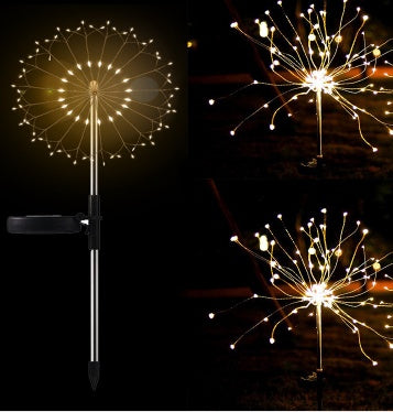 New Ground Plug Solar Fireworks Light LED Light String Copper Wire Outdoor Garden Decoration Star Lights Christmas Lights decordunia