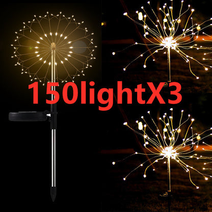 New Ground Plug Solar Fireworks Light LED Light String Copper Wire Outdoor Garden Decoration Star Lights Christmas Lights decordunia