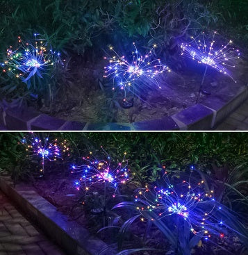 New Ground Plug Solar Fireworks Light LED Light String Copper Wire Outdoor Garden Decoration Star Lights Christmas Lights decordunia