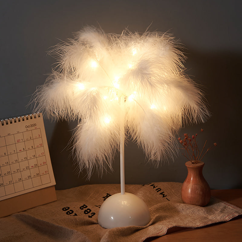 Feather Lamp Nordic Desk Lamp European-Style Bedroom Bedside Feather Table Lamp Night Light Table Lamp Decoration Modern decordunia