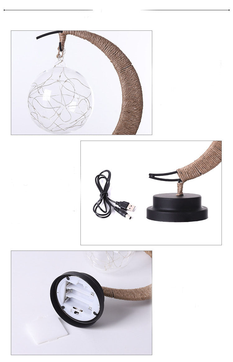 Led Moon Light Wrought Iron Ornament Light Star Shape Copper Wire Light Decorative Light USB Battery decordunia