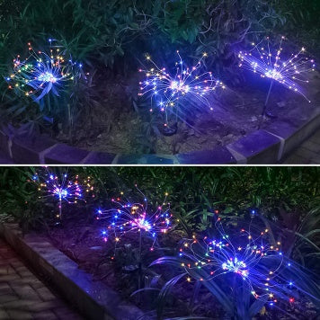 New Ground Plug Solar Fireworks Light LED Light String Copper Wire Outdoor Garden Decoration Star Lights Christmas Lights decordunia