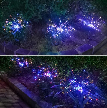 New Ground Plug Solar Fireworks Light LED Light String Copper Wire Outdoor Garden Decoration Star Lights Christmas Lights decordunia