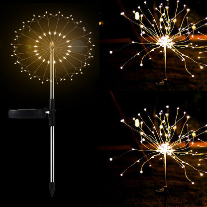 New Ground Plug Solar Fireworks Light LED Light String Copper Wire Outdoor Garden Decoration Star Lights Christmas Lights decordunia