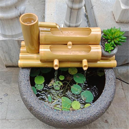 Bamboo Tube Feng Shui Fountain Creative Home Desktop Crafts Waterscape Ornaments