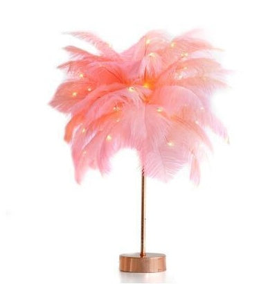 Feather Lamp Nordic Desk Lamp European-Style Bedroom Bedside Feather Table Lamp Night Light Table Lamp Decoration Modern decordunia