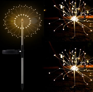 New Ground Plug Solar Fireworks Light LED Light String Copper Wire Outdoor Garden Decoration Star Lights Christmas Lights decordunia