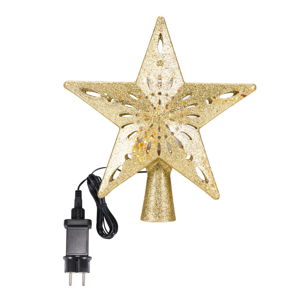 Christmas Tree Top Light Star Snowflake Shape LED Laser Projector Lights Christmas Tree Ornament decordunia