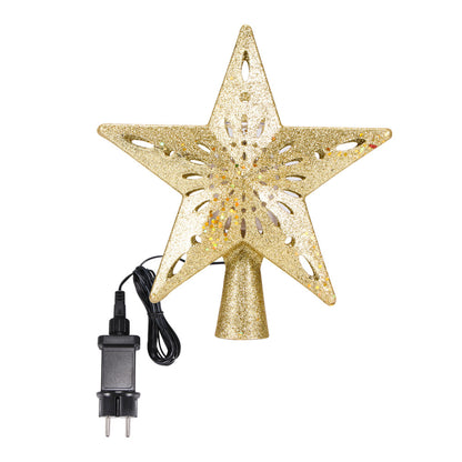 Christmas Tree Top Light Star Snowflake Shape LED Laser Projector Lights Christmas Tree Ornament decordunia