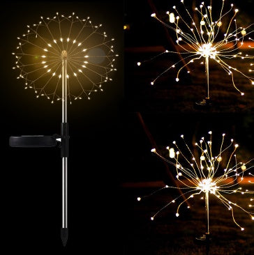 New Ground Plug Solar Fireworks Light LED Light String Copper Wire Outdoor Garden Decoration Star Lights Christmas Lights decordunia