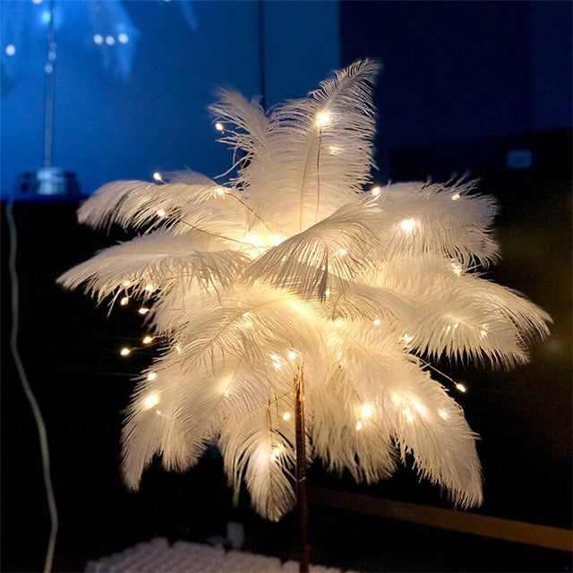 Feather Lamp Nordic Desk Lamp European-Style Bedroom Bedside Feather Table Lamp Night Light Table Lamp Decoration Modern decordunia