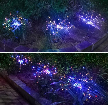 New Ground Plug Solar Fireworks Light LED Light String Copper Wire Outdoor Garden Decoration Star Lights Christmas Lights decordunia