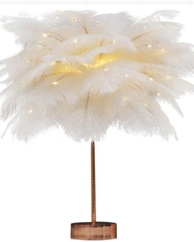 Feather Lamp Nordic Desk Lamp European-Style Bedroom Bedside Feather Table Lamp Night Light Table Lamp Decoration Modern decordunia