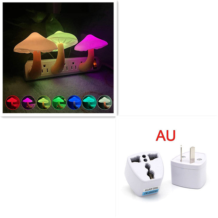 LED Night Light Mushroom Wall Socket Lamp EU US Plug Warm White Light-control Sensor Bedroom Light Home Decoration decordunia