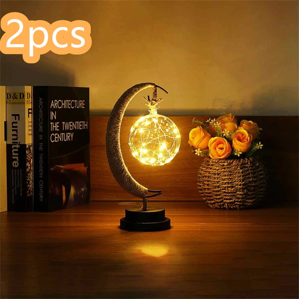 Led Moon Light Wrought Iron Ornament Light Star Shape Copper Wire Light Decorative Light USB Battery decordunia