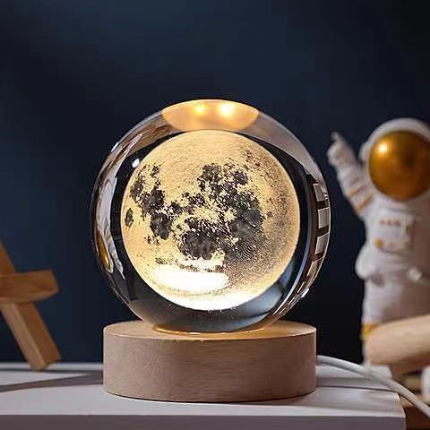 Crystal Ball 3D Inner Carved Solar System Glowing Night Lights Warm Bedside Light Festival And Kid Gift Night Lamp decordunia