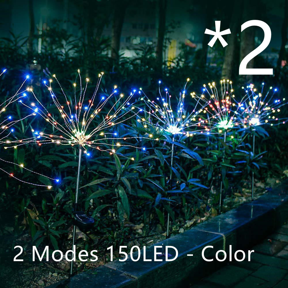 New Ground Plug Solar Fireworks Light LED Light String Copper Wire Outdoor Garden Decoration Star Lights Christmas Lights decordunia