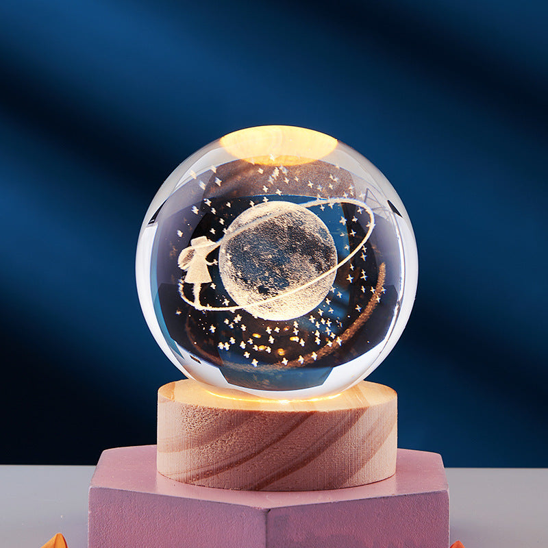 Crystal Ball 3D Inner Carved Solar System Glowing Night Lights Warm Bedside Light Festival And Kid Gift Night Lamp decordunia