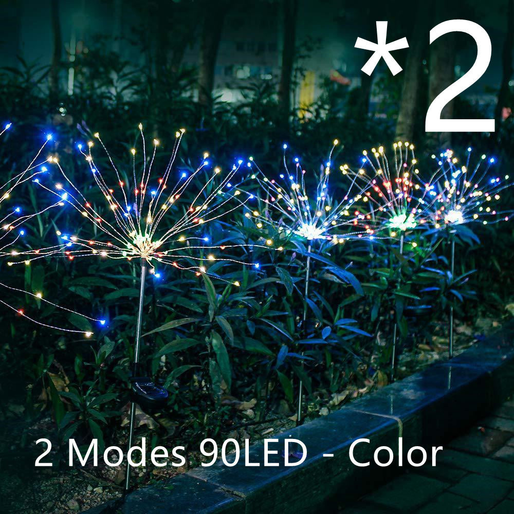 New Ground Plug Solar Fireworks Light LED Light String Copper Wire Outdoor Garden Decoration Star Lights Christmas Lights decordunia