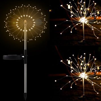 New Ground Plug Solar Fireworks Light LED Light String Copper Wire Outdoor Garden Decoration Star Lights Christmas Lights decordunia