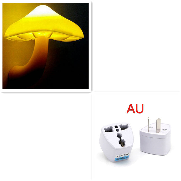 LED Night Light Mushroom Wall Socket Lamp EU US Plug Warm White Light-control Sensor Bedroom Light Home Decoration decordunia