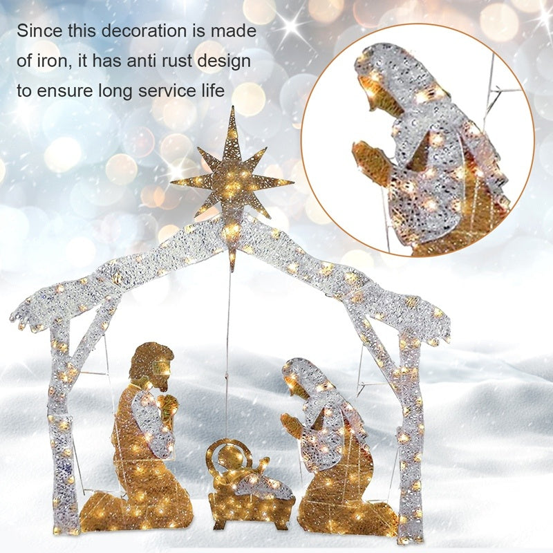 A Family Of Three In The Courtyard Home Decoration With Lights And Electricity Christmas LED Decorations Family Decoration decordunia