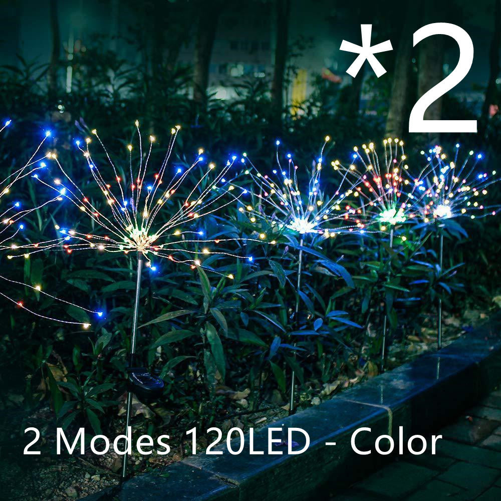 New Ground Plug Solar Fireworks Light LED Light String Copper Wire Outdoor Garden Decoration Star Lights Christmas Lights decordunia