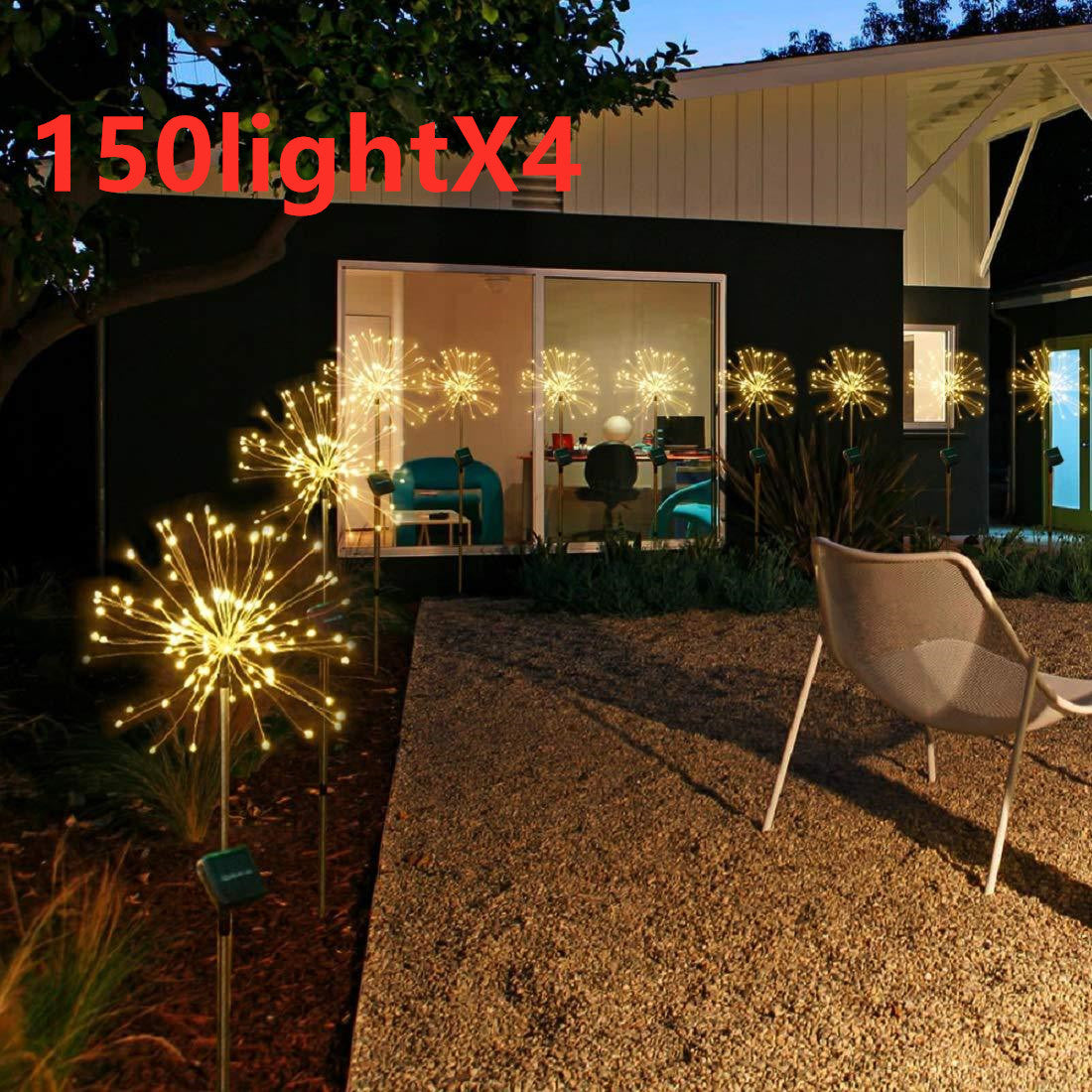 New Ground Plug Solar Fireworks Light LED Light String Copper Wire Outdoor Garden Decoration Star Lights Christmas Lights decordunia