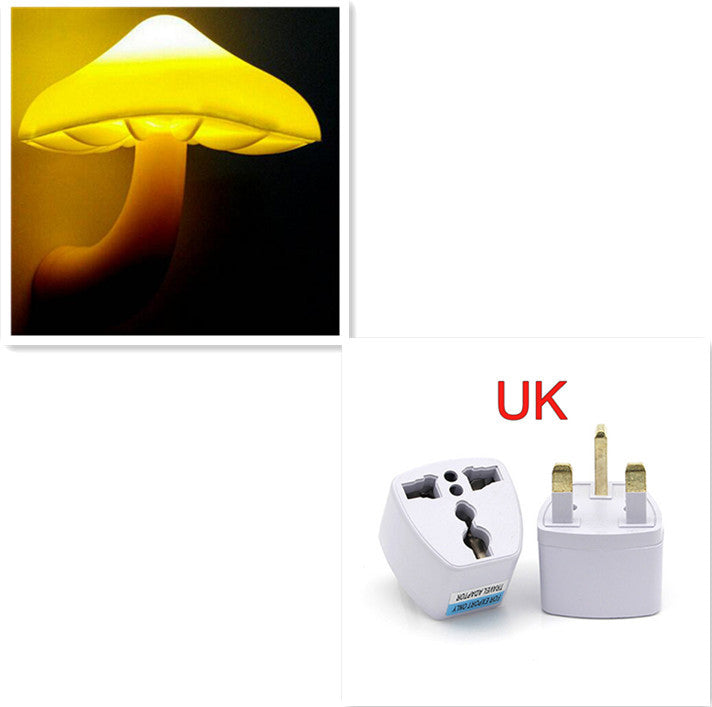 LED Night Light Mushroom Wall Socket Lamp EU US Plug Warm White Light-control Sensor Bedroom Light Home Decoration decordunia